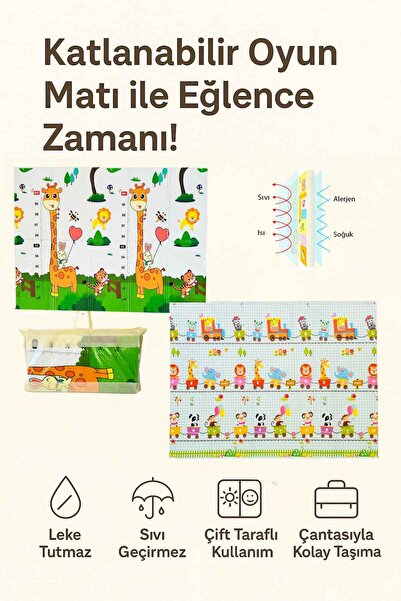 Decomia Home Çift Taraflı Katlanabilir Eğitici & Eğlenceli Çocuk Oyun Halısı Bebek Oyun Matı ( 150x200 cm )