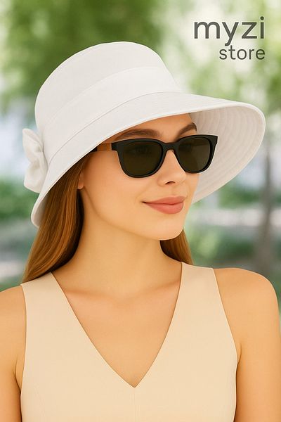 MYZİ STORE Bow Detailed Bucket Women's Visor Summer Hat (Size Adjustable)