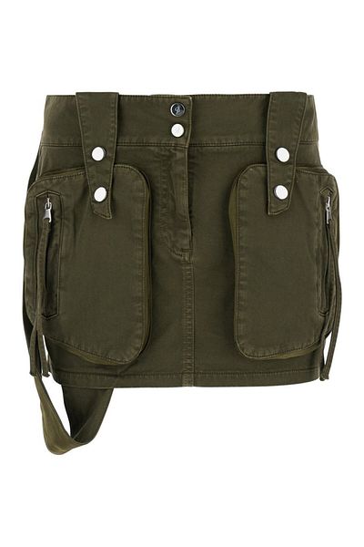 Blumarine Olive Green Medium Waist Miniskirt In Cotton Woman