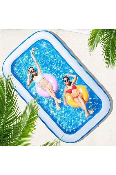 zola Piscina gonflabila XXL, Zola, 305 x 183 x 50 cm, capacitate 1075 l, dreptunghiulara, vinil, albastra
