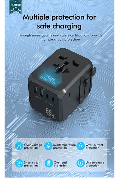 HooToo HOTO PLUS-MAC03 2-Port USB & 3-Port PD Travel Charger