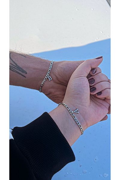 pofudukcase Steel 2Pcs Double Letter Lover,Friend,Bracelet,Boxed