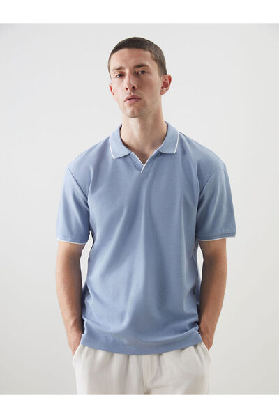 LC Waikiki Nevavm with a Difference Polo Collar Short Sleeve Basic Men's T-Shirt