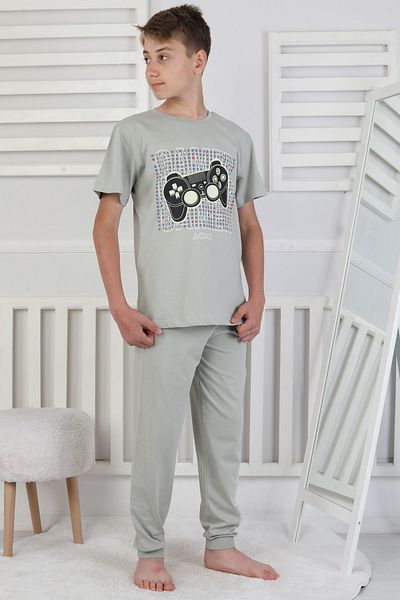 ZUZUNGA Gamer Console Patterned Short Sleeve Boys Pajama Set