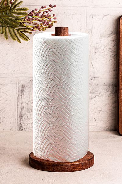 Snippy Rully - Wooden Paper Towel Holder Desktop Roll Paper Towel Holder Upright Napkin Holder