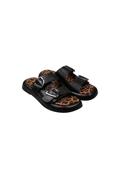 Lady Mia Bella Genuine Leather Buckle Women's Slippers