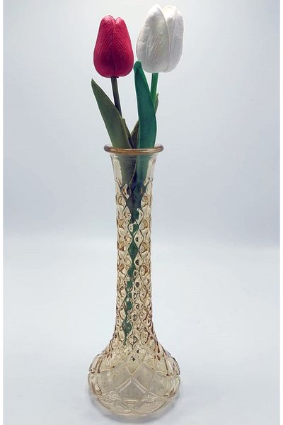 Ebruli hediyelik Handmade Gold Color Diamond Model Glass Carnation 25cm