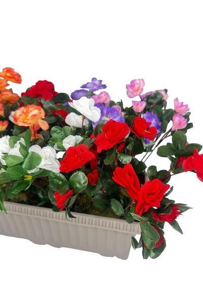 Nettenevime Τεχνητό λουλούδι Azalea Mokka Μπαλκόνι σε γλάστρα με κρεμάστρα