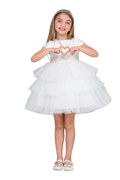 ERDEM KIDS Κοριτσίστικο βολάν τούλι σατέν γενεθλίων ειδικής περίστασης βραδινό φόρεμα 4-8 ετών