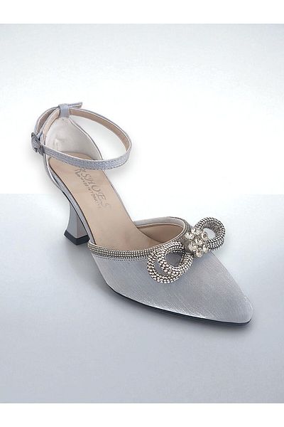 Elit 4453 Silver Wedding Engagement Women's Evening Dress Heeled Shoes
