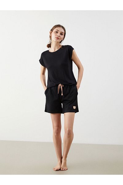 LC Waikiki Pantaloni scurți pentru femei cu imprimeu Bear Teddy, pijamale, pachet de 2
