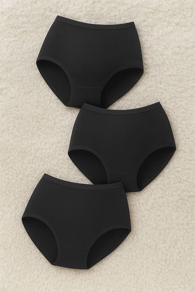 Loule Women's Underwear Combed Cotton Elastane 3 Pieces Black Maternity Panties Ll.K50.O11.001