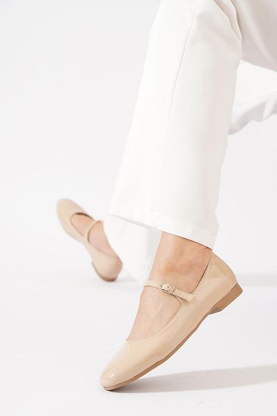Moda Pie Jeremy Plain Wefted Women's Ballerina Ballerina Patent Leather