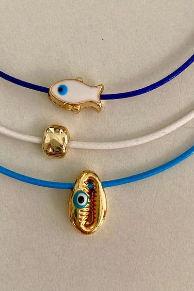 Shepidi 3-Piece Sea Summer Themed Lock Knit Anklet (White, Blue and Navy Blue)
