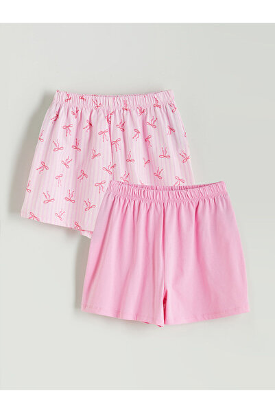 LC Waikiki Elastische Mädchen-Pyjama-Shorts mit 2 Stück