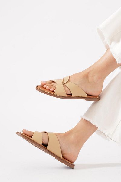 Moda Pie Keslas Γυναικείες παντόφλες από γνήσιο δέρμα με κομμένο δέρμα