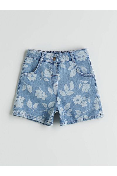 LC Waikiki Pantaloni scurți din jeans pentru fetiță, cu talie ajustabilă, elastică