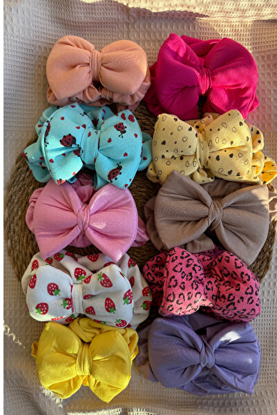 MASENKIDS BEBEK BONE BANDANA ÇİFT KAT FİYONKLU 10'LU SET