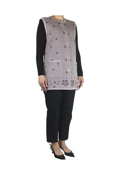 ECE GİYİM Women's Thick Front Button Pocket Thin Hole Vest