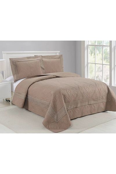 FIONNA.RO 3-Piece Quilted Cotton Blanket UNI - Beige Cocoa With Milk