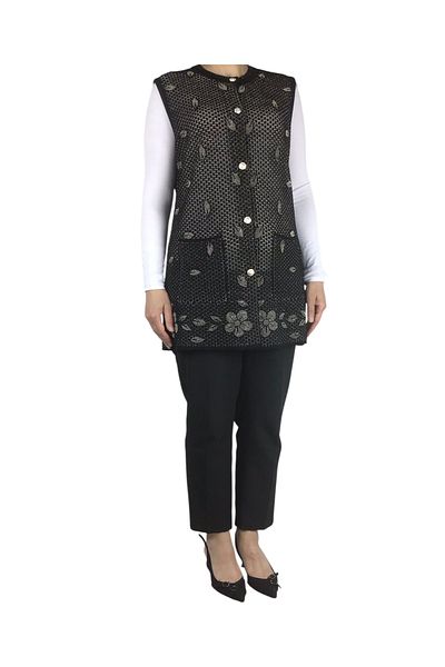 ECE GİYİM Women's Thick Front Button Pocket Thin Hole Vest