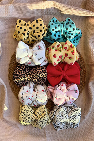 MASENKIDS BEBEK BONE BANDANA ÇİFT KAT FİYONKLU 10'LU SET