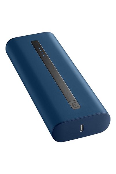 Cellular Line 20000mAh Portable Power Bank with PD Fast Charging, LED Light, USB-A and USB-C Ports - Blue