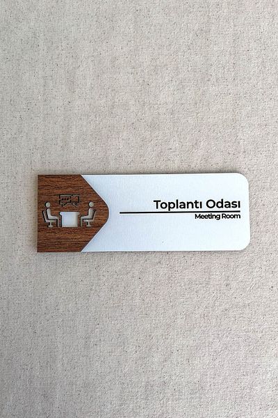 Kuzeylina Meeting Room Door Sign – Mdf Office Directional Sign |   19X7 cm Double Layer