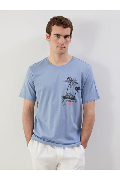 LC Waikiki Ανδρικό μπλουζάκι LCW ECO με λαιμόκοψη με κοντό μανίκι με στάμπα χ...