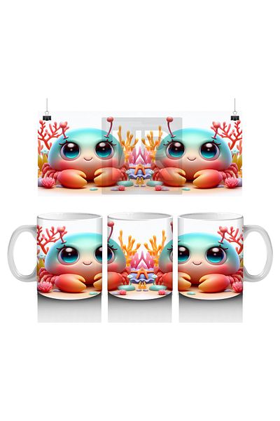 DERWARDEIN Coral Reef Crab Mug Cup That Makes Children Love Milk