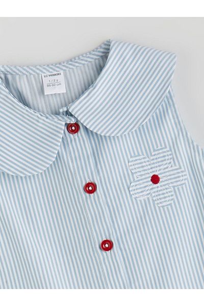 LC Waikiki Baby Collar Floral Striped Girl's Shirt