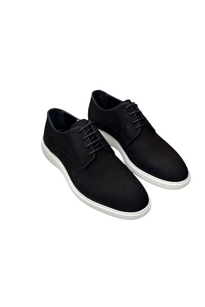 erenimstore Genuine Leather Black Nubuck Classic Men's Shoes