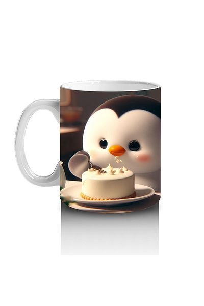 DERWARDEIN Cute Penguin Patterned Mug Cup That Makes Children Love Milk and Eat Cake