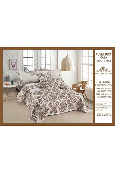FIONNA.RO 5-Piece Quilted Cotton Duvet Cover - Royal Cream