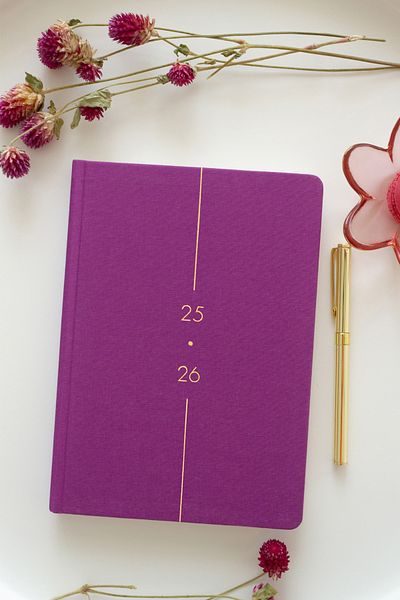 Matt Notebook 2025-2026 Α5 Λινό Ακαδημαϊκό Ατζέντα 15x21 cm - 17 Μηνιαίο Βιολετί