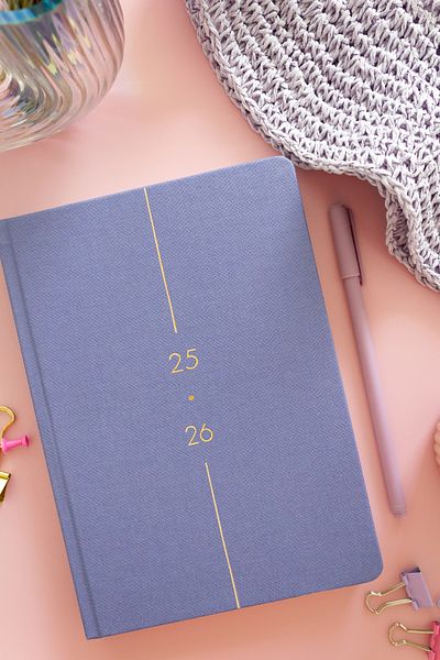Matt Notebook 2025-2026 Α5 Λινό Ακαδημαϊκό Ατζέντα 15x21 cm - 17 Μηνιαίο Λιλά