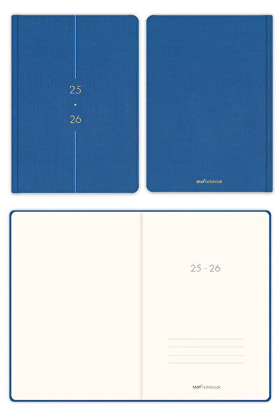 Matt Notebook 2025-2026 A5 Keten Akademik Ajanda 15x21 cm - 17 Aylık Mavi