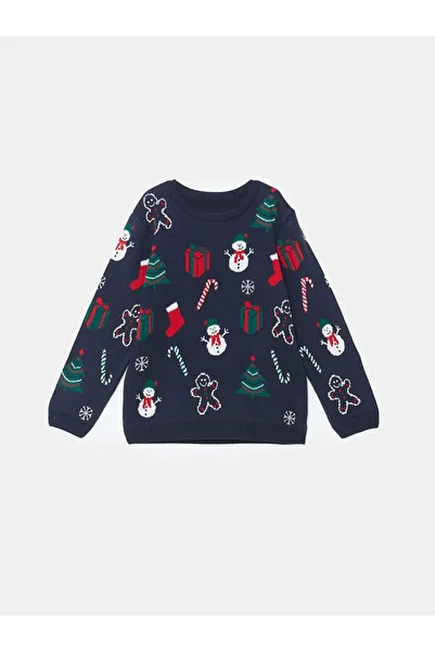 LC Waikiki Navy Blue New Year Themed Boy's Sweater