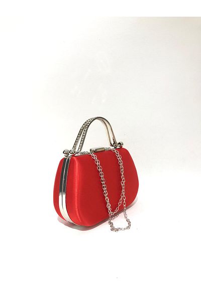 womenacs Red Color Handheld Accessory Evening Dress Clutch Portfolio Wedding Engagement Henna Women's Evening Bag (with Strap)