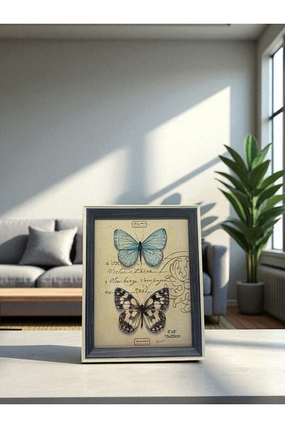 CİHO 15×20 cm Glass Wooden Decorative Contrast White Detailed Photo / Memory Frame