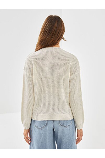 LC Waikiki Pulover de damă, cu decolteu rotund, cu aspect strălucitor