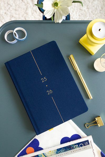 Matt Notebook 2025-2026 A5 Λινό Ακαδημαϊκό Ατζέντα 15x21 cm - 17 μηνών Navy Blue