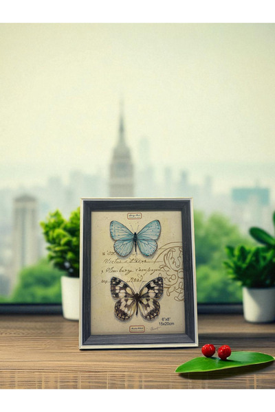 CİHO 15×20 cm Glass Wooden Decorative Contrast White Detailed Photo / Memory Frame