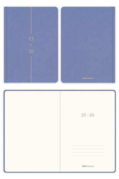 Matt Notebook Академичен дневен ред А5, ленен, 15x21 см - 17 месеца, цвят лилав