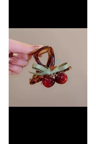 EMKSHOP Stylish Bone Clasp with Cherry Detail over 3 Size Bow