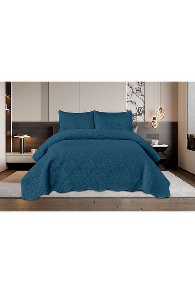 FIONNA.RO 3 Piece Velvet Duvet Cover Set - Navy Blue