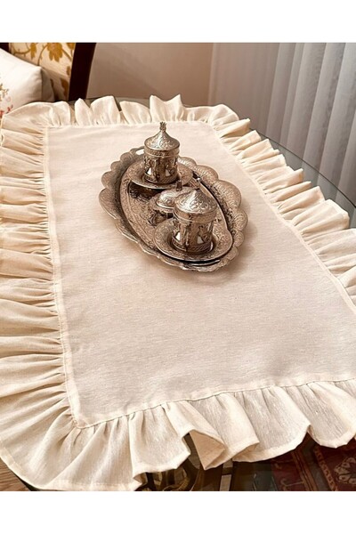 pamuce Pamuk Keten Fırfırlı Runner 40*100