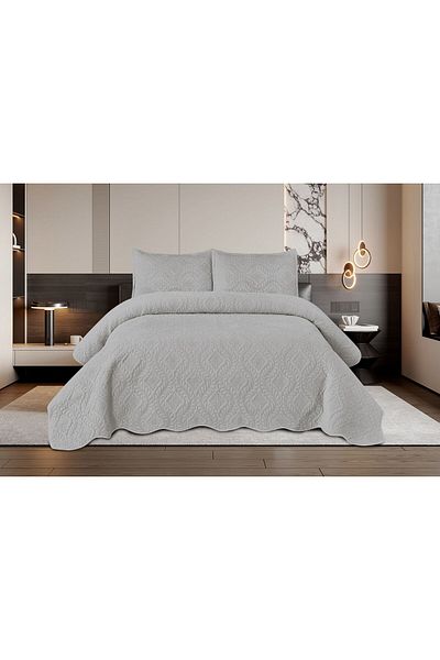 FIONNA.RO 3 Piece Velvet Duvet Cover Set - Light Grey