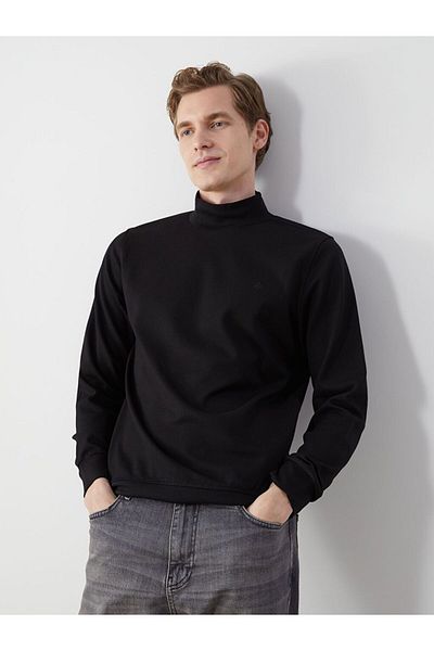 LC Waikiki Black Stand Collar Men's Sweatshirt