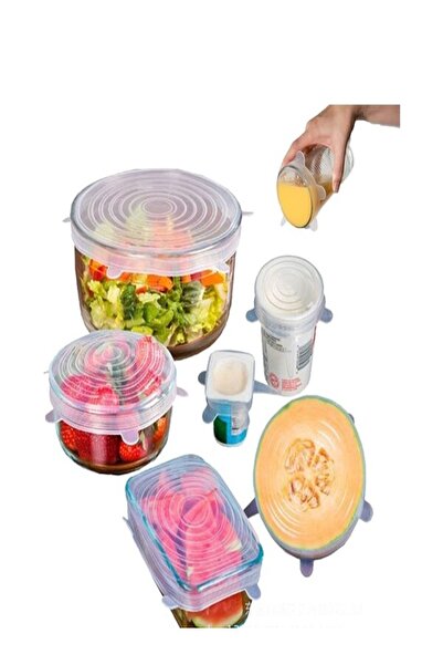 Special Action Set of 6 Freshness Preserving Silicone Lid Plates Pot Lid Silicone Bpa Free Unspecified White